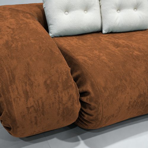 Canapé convertible compressé Salon Modulable Dépliable Okoa 2 Places Orange Blanc