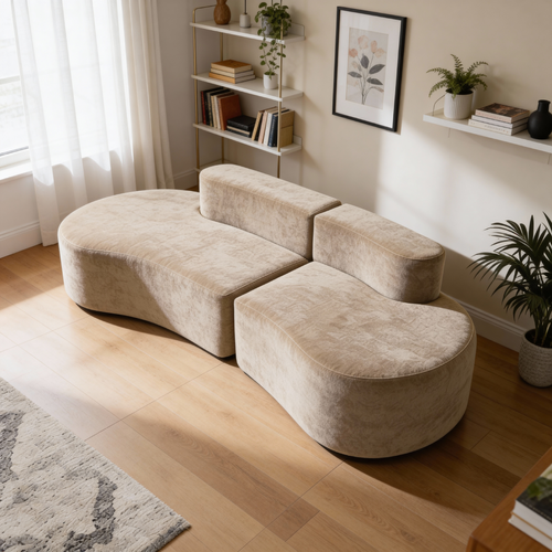 Canapé compressé Fixe Lounge Double 2 places Beige