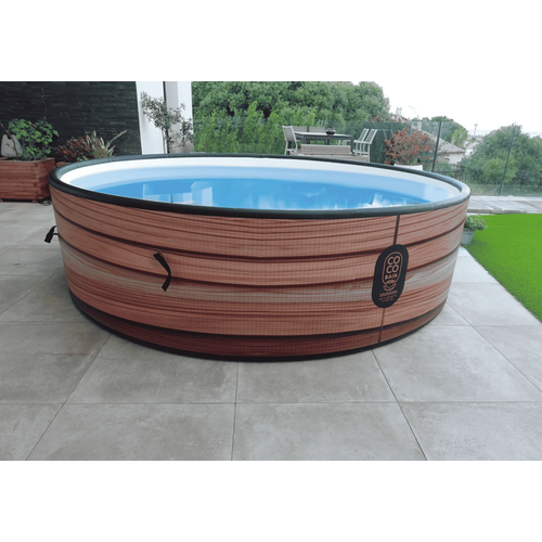 Piscine Maui- Piscine Hors Sol 250cm De Diamètre - Imitation Bois Véritable