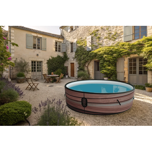 Piscine Maui- Piscine Hors Sol 250cm De Diamètre - Imitation Bois Véritable