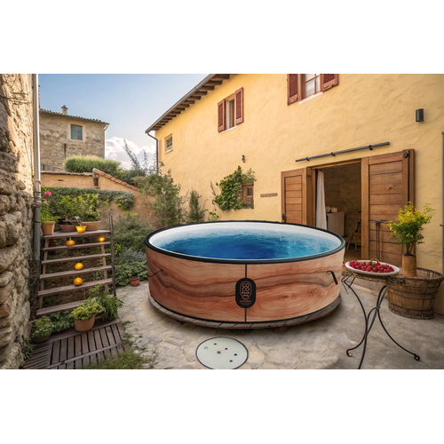 Piscine Aruba - Piscine Hors Sol 250cm De Diamètre - Imitation Bois Véritable