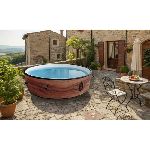 Piscine Aruba - Piscine Hors Sol 250cm De Diamètre - Imitation Bois Véritable