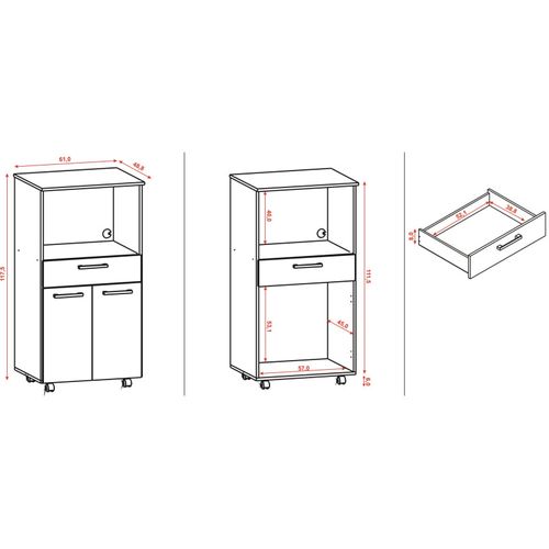 Meuble Micro-onde Blanc Mobile 2 Portes 1 Tiroir L 61 H 117.5 P 48.8 Cm