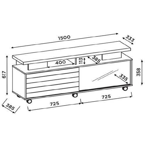 Meuble TV 150 Cm 60 Pouces Chêne Et Taupe