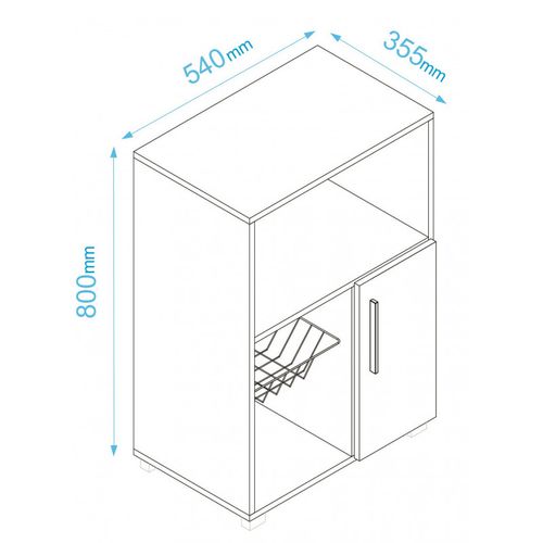 Desserte De Cuisine Micro-onde Blanche 1 Porte 1 Panier Métal