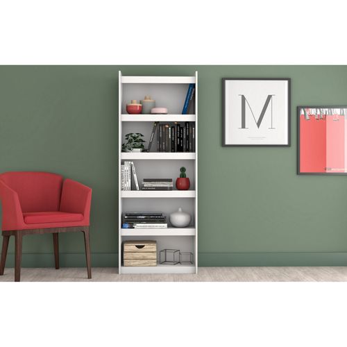 Bibliothèque Bookcase Blanc 6 Niches Largeur 70 Cm