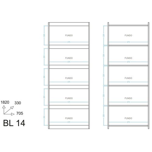 Bibliothèque Bookcase Blanc 6 Niches Largeur 70 Cm