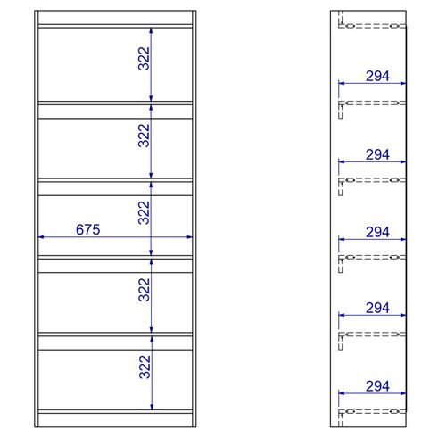 Bibliothèque Bookcase Blanc 6 Niches Largeur 70 Cm