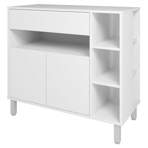 Meuble De Cuisine 2 Portes 1 Tiroir 5 Niches Blanc 90 Cm