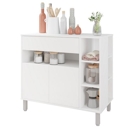 Meuble De Cuisine 2 Portes 1 Tiroir 5 Niches Blanc 90 Cm