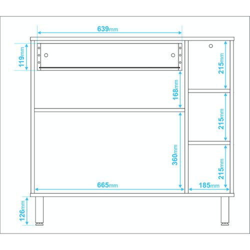 Meuble De Cuisine 2 Portes 1 Tiroir 5 Niches Blanc 90 Cm