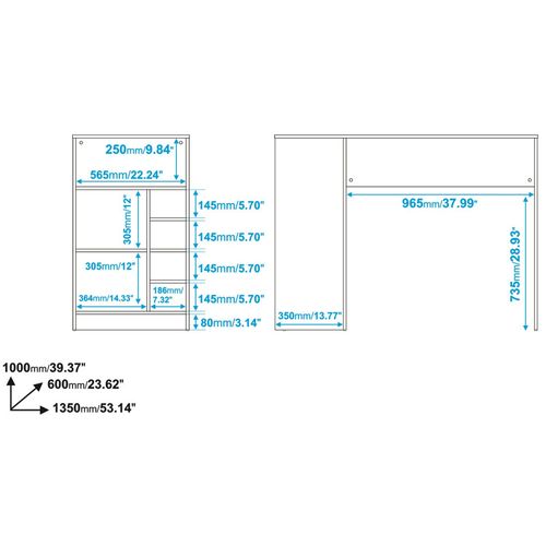 Comptoir De Cuisine - Table 1 Porte 7 Niches Châtaignier L 135 H 100 P 60 Cm
