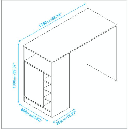 Comptoir De Cuisine - Table 1 Porte 7 Niches Châtaignier L 135 H 100 P 60 Cm