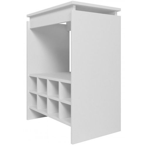 Console - Meuble Bar Blanc Rangement 8 Bouteilles Float