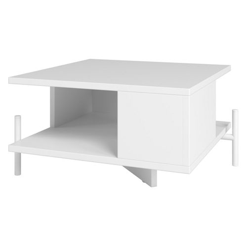 Table Basse Rectangle Pieds Métal Blanche L 51.5 H 26 P 44.5 Cm