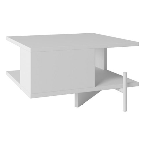 Table Basse Rectangle Pieds Métal Blanche L 51.5 H 26 P 44.5 Cm
