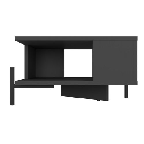 Table Basse Rectangle Pieds Métal Noire L 51.5 H 26 P 44.5 Cm