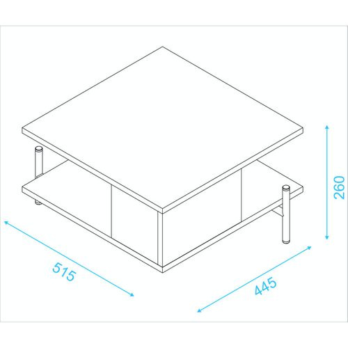 Table Basse Rectangle Pieds Métal Noire L 51.5 H 26 P 44.5 Cm