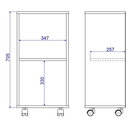 Caisson Roulant De Rangement Blanc 1 Porte H 77 Cm