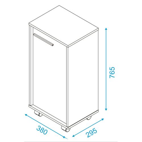 Caisson Roulant De Rangement Blanc 1 Porte H 77 Cm