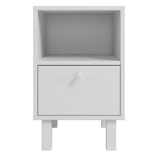 Chevet Blanc 1 Porte 2 Niches Blanc Sur Pieds