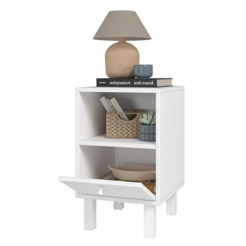 Chevet Blanc 1 Porte 2 Niches Blanc Sur Pieds
