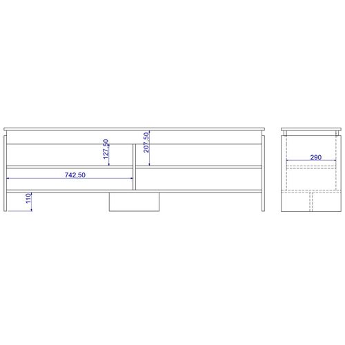 Meuble TV 65 Pouces Châtaignier 4 Niches 153 Cm