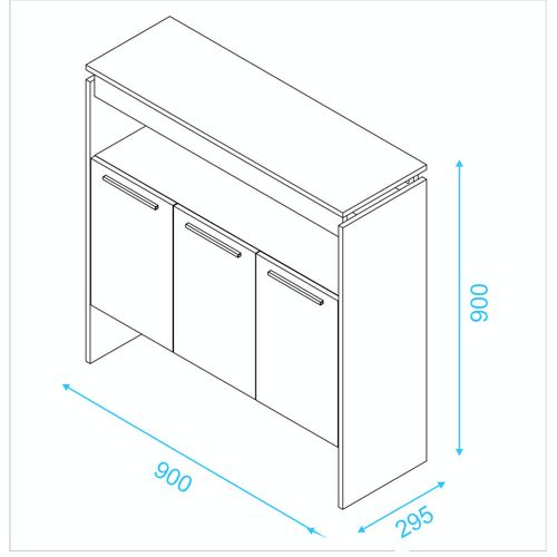 Comptoir Bar 3 Portes 3 Niches Châtaignier Float L 90 H 90 P 29.5 Cm