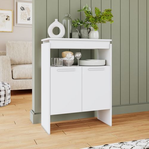 Comptoir Bar 2 Portes 2 Niches Blanc Float