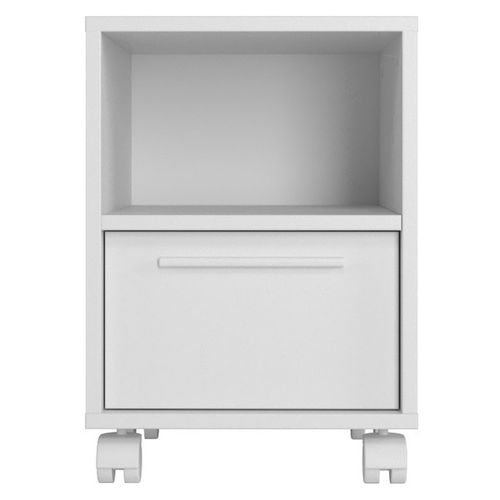 Chevet Blanc 1 Porte 2 Niches Blanc Sur Roulettes