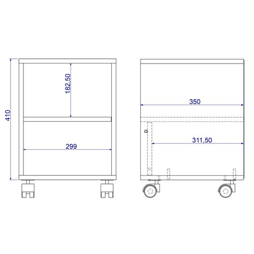 Chevet Blanc 1 Porte 2 Niches Blanc Sur Roulettes