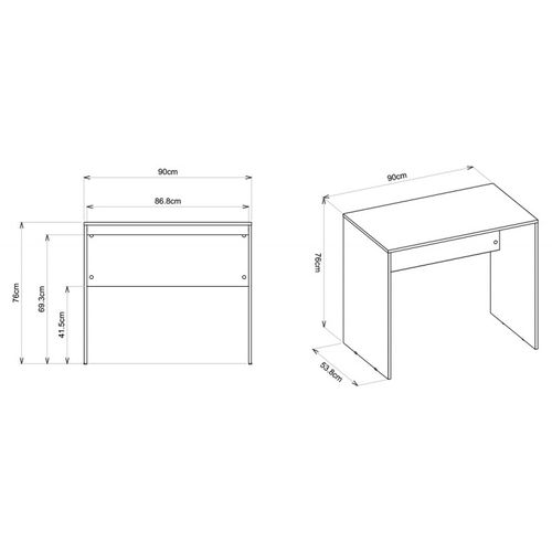 Bureau Blanc Mat L 90 H 76 P 54 Cm
