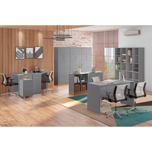 Caisson Roulant 3 Tiroirs Gris Mat 4 Roulettes L 36 H 64 P 36 Cm