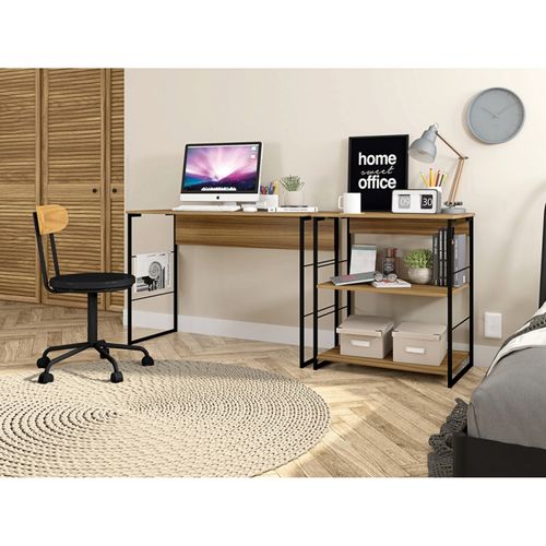 Bureau Plateau Miel Pieds Métalliques Noirs L 120 H 75 P 45 Cm