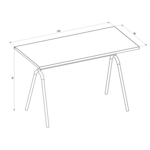 Bureau Pieds Métal Arc Chêne Et Blanc L 120 H 75 P 60 Cm