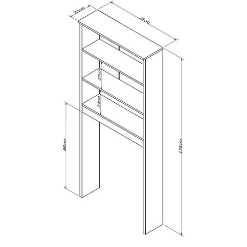 Armoire De Buanderie Lave-linge 2 Portes Noir 3 Niches L 75 H 175 P 22 Cm