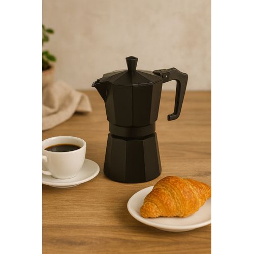Cafetiere Italienne - Italexpress - Aluminium - 6 Tasses - Noir
