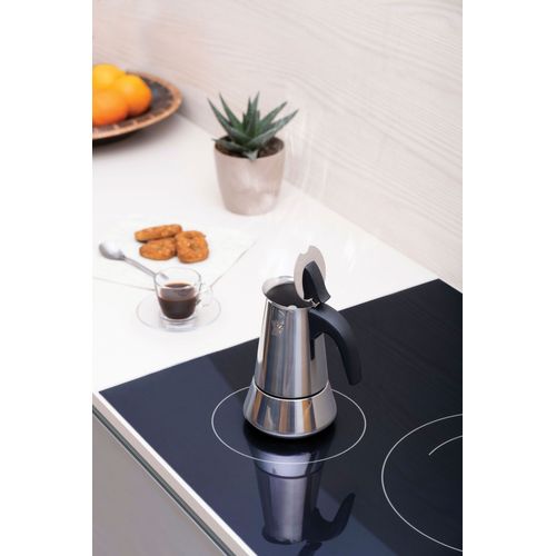 Cafetiere Italienne Steelexpress - Acier Inoxydable - 10 Tasses - Tous Feux Dont Induction - Argent
