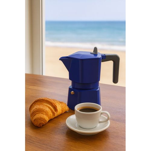 Cafetiere Italienne - Pentaexpress - Aluminium - 6 Tasses - Bleu