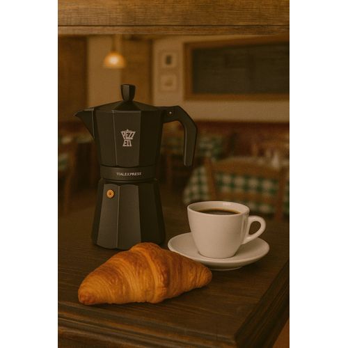 Cafetiere Italienne - Italexpress - Aluminium - 6 Tasses - Noir