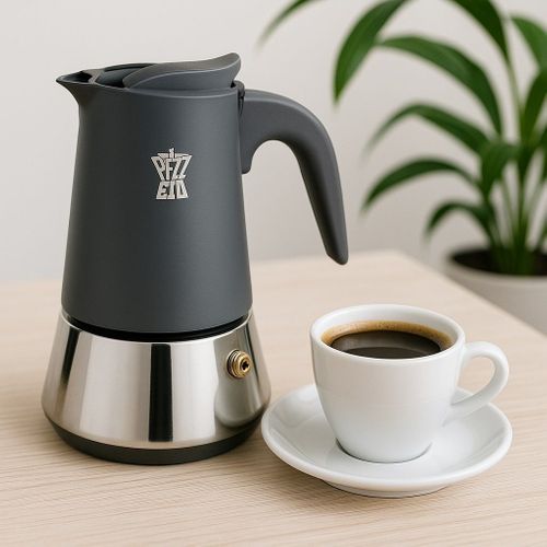 Cafetiere Italienne - Steelexpress - Acier Inoxydable - 10 Tasses - Tous Feux Dont Induction - Bleu
