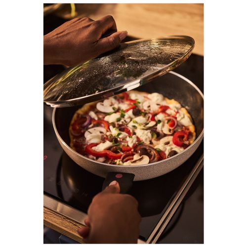 Sauteuse Avec Couvercle LEDro, 28 Cm, Aluminium, Revêtement Céramique, Sable