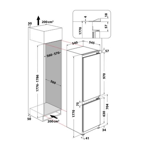Réfrigérateur Combiné Intégrable à Glissières 268l - Whc18d071a1fr