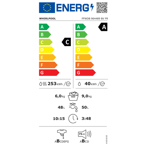 Lave-linge Séchant 9/5kg 1400 Tours/min - Ffwdb964489bvfr