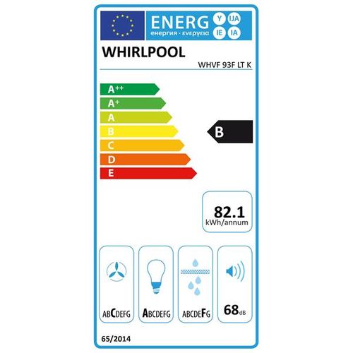 Hotte Décorative Inclinée 90cm 660m3/h Noir - Whvf93fltk