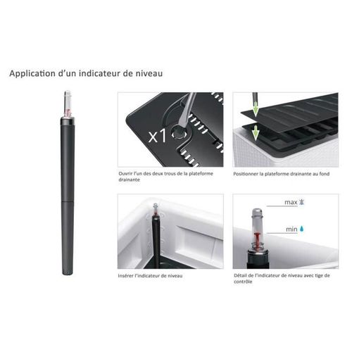 Bac à Fleurs Rectangulaire Natural Deluxe Avec Treillis - 100x43xh 142 Cm - 90 + 6,5 L - Anthracite