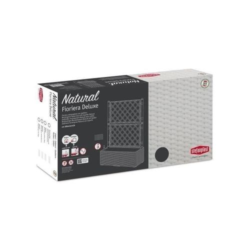 Bac à Fleurs Rectangulaire Natural Deluxe Avec Treillis - 100x43xh 142 Cm - 90 + 6,5 L - Anthracite