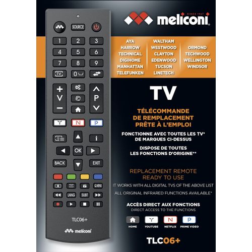 Télécommande pour TV AYA MELICONI TLC06+