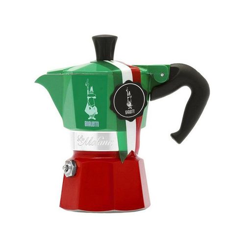 Cafetiere Italienne - La Mokina Italia - Tous Feux Sauf Induction - 1 Tasse - 40 Ml - Vert / Rouge