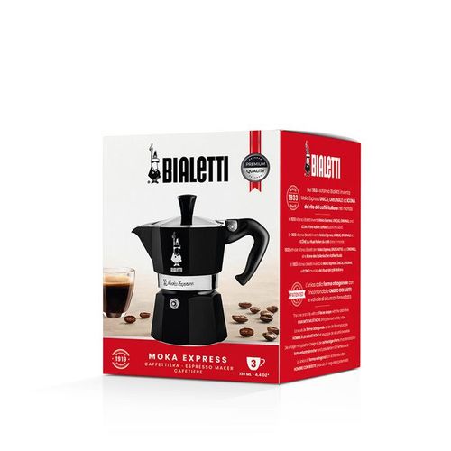 Cafetiere Italienne - Moka Express - Tous Feux Sauf Induction - 3 Tasses - 100 Ml - Noir
